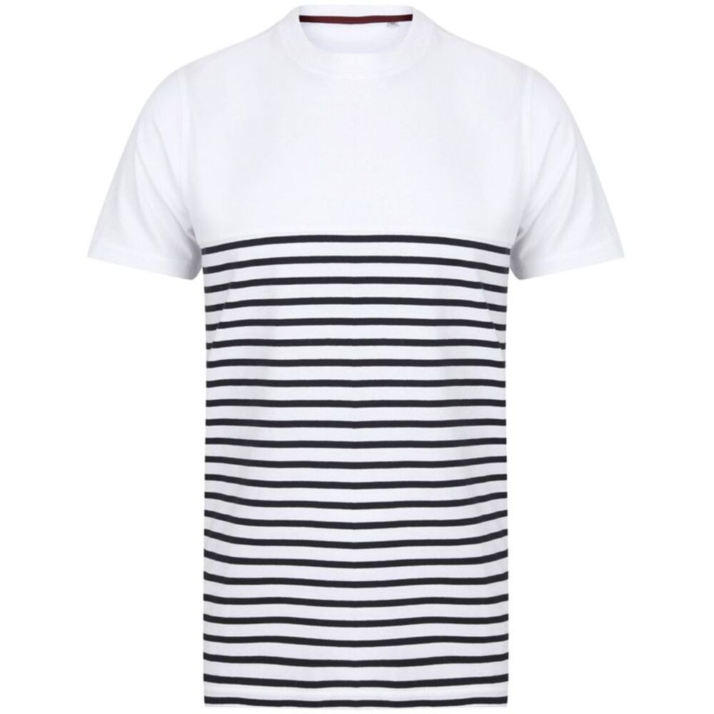 Front Row Adults Unisex Breton Striped T-Shirt / White/Navy
